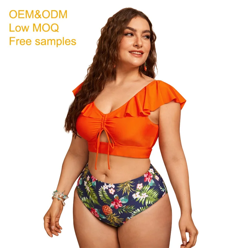 Plus size swimwear sexy women big bust swimsuits fat girl sling luxury orange 4xl super cost friendly high waist bathing suits Cross-Back Bikini Plus size swimwear sexy women big bust swimsuits fat girl sling luxury orange 4xl super cost friendly high waist bathing suits Cross-Back Bikini