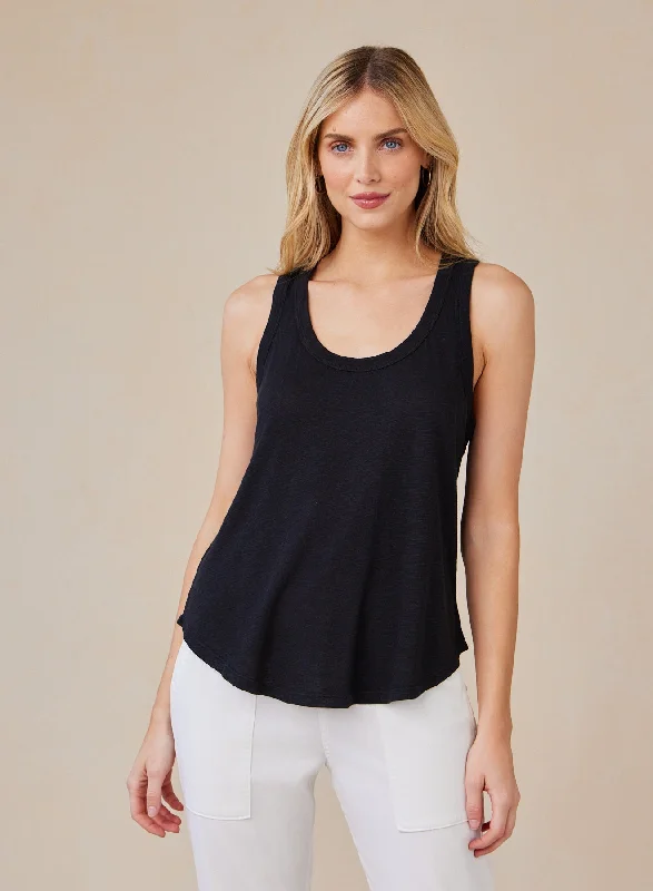 Scoop Neck Tank Top - Black lounge tank top