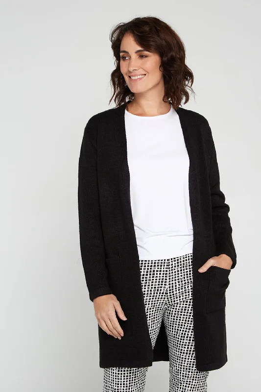Salima Knit Cardigan - Black Mesh Cardigan Canvas Denim