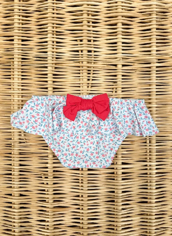 Little Flower Bow Swimsuit Sleek Full Coverage