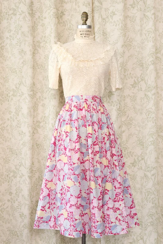 Laura Ashley Morning Glory Skirt L/XL lace skirt feminine