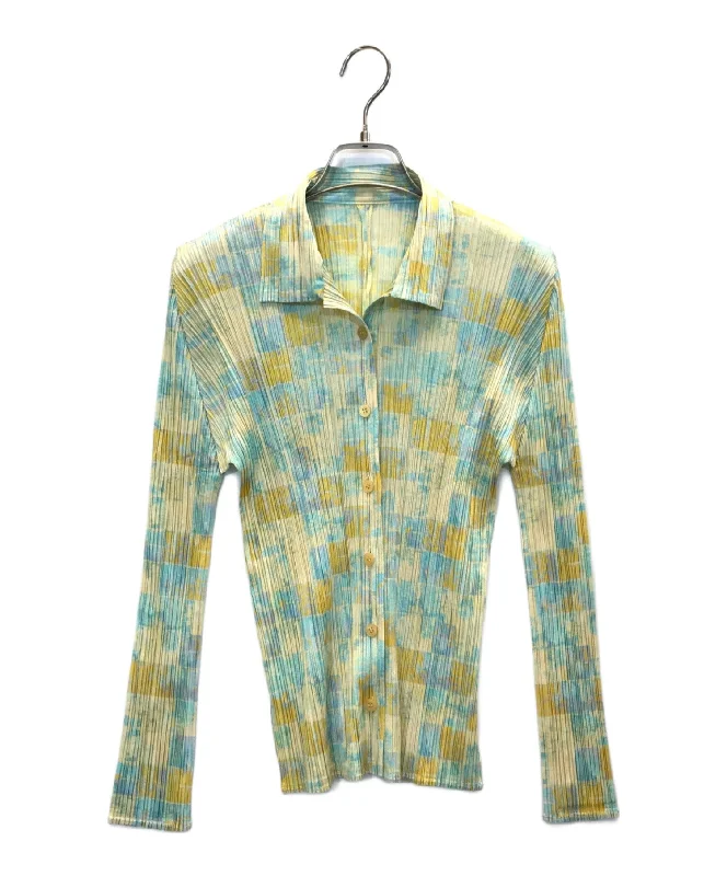 [Pre-owned] PLEATS PLEASE Pleated shirt cardigan with all-over pattern PP41-JJ932 Chenille Fabric Brocade Fabric Lace Fabric