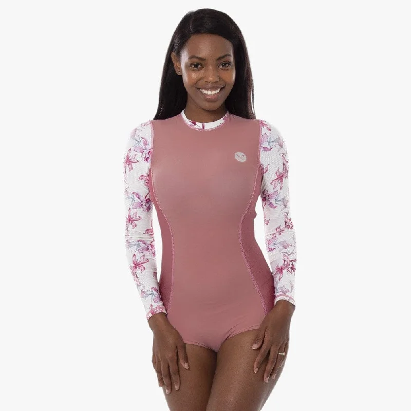 Lizzy Womens Mariposa Long Sleeve Swimsuit Dusty Rose Sexy Monokini Swimsuit