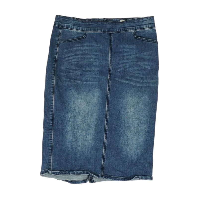 Blue Solid Midi Skirt pleated skirt texture