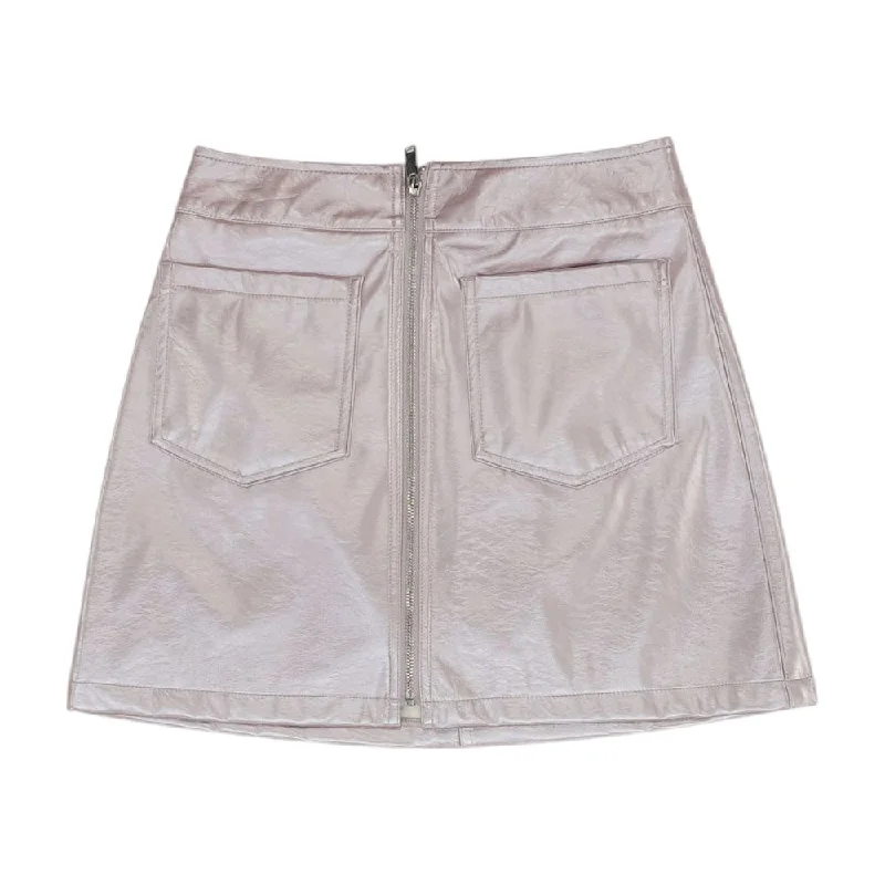 Pink Solid Midi Skirt leather skirt durable