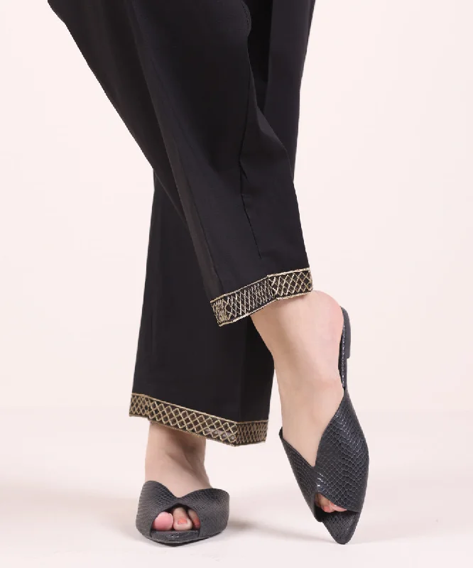 Embroidered Cambric Straight Pants Fashionable Sporty Pants