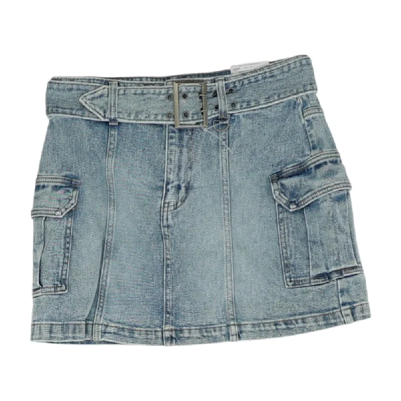Blue Solid Mini Skirt lace skirt delicate