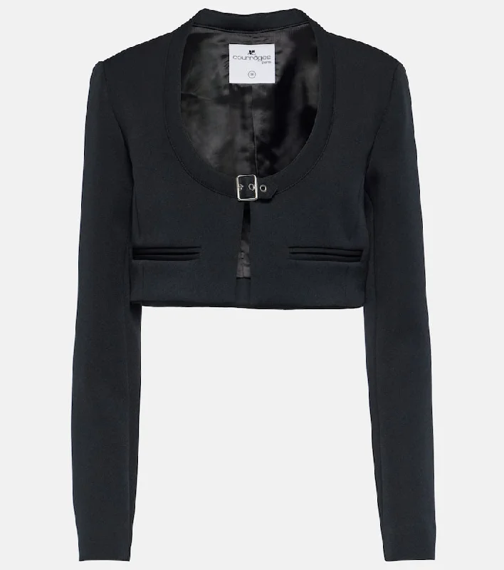 Courr√É¬®ges Scoop-neck cropped jacket Cotton Jacket Linen Jacket Terry Jacket