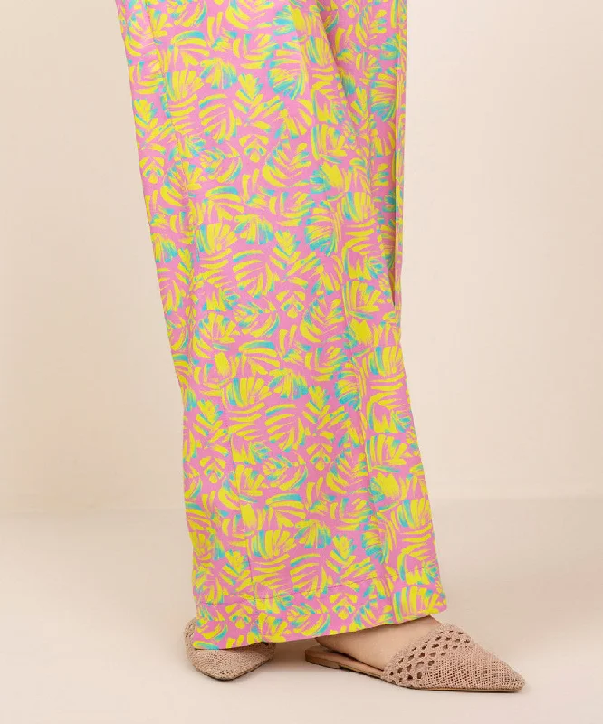Printed Linen Straight Pants Comfortable Wide-Leg Pants