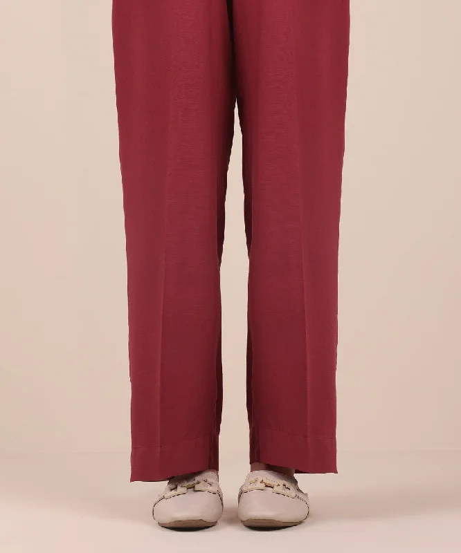 Raw Silk Straight Pants Fashionable Tapered Leg Pants
