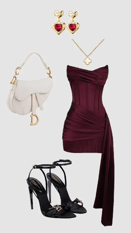 Wine Red Strapless Satin Short Evening Party Dress Cocktail Dress, DP3426 Tunics Practical durable Wine Red Strapless Satin Short Evening Party Dress Cocktail Dress, DP3426 Tunics Practical durable