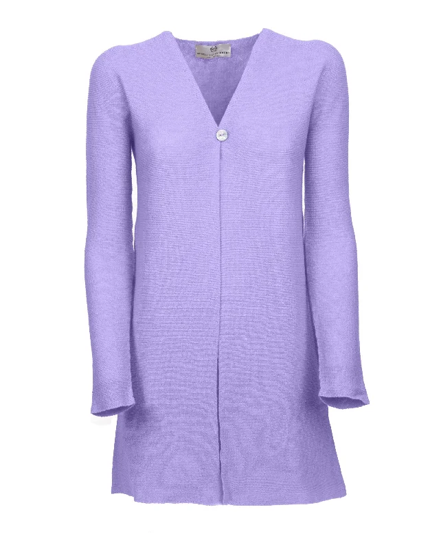 Women's Cashmere Links Stitch Duster Cardigan Lavender Layered Multi-layer Single Layer