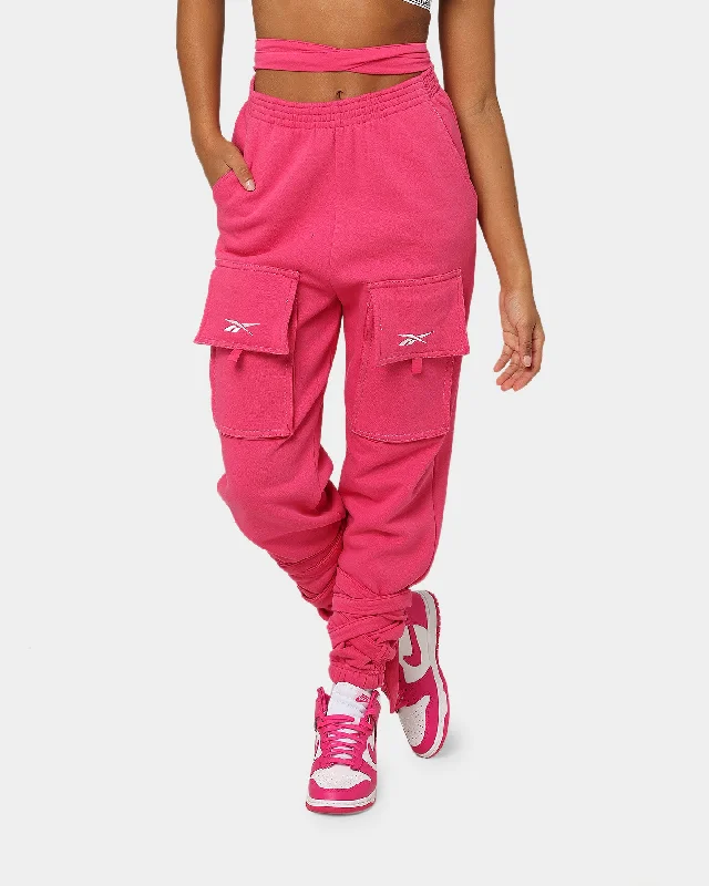 Reebok Women's Cardi B X Reebok Knit Pants Pink Fusion Chic Wool Trousers