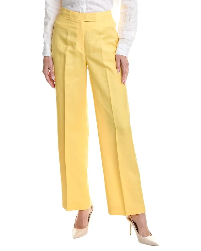 Anne Klein High-Rise Linen-Blend Wide Leg Pant Sleek Black Pants