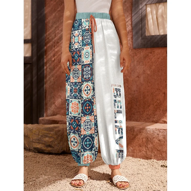 BELIEVE John 3:16 Boho Baggy Carrot Pants Fashionable Jogger Pants