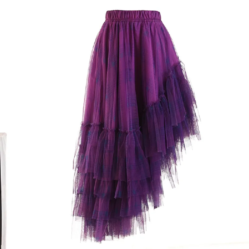 Plaid Irregular Asymmetrical Hem Skirt mini skirt trendy
