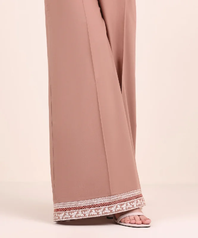 Embroidered Cambric Flared Pants Comfy Cargo Trousers