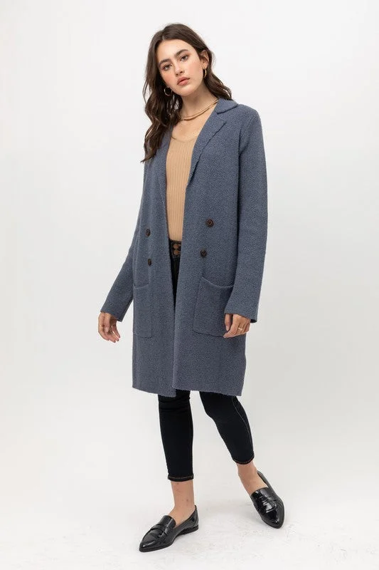 Andrea Cardigan in Slate Blue Bright Pastel Dark