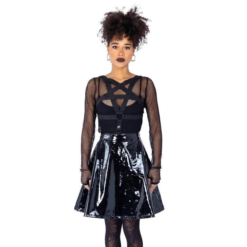 HEXED SKIRT - BLACK PVC linen skirt light