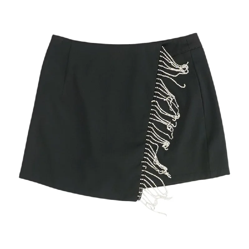 Black Solid Mini Skirt slim fit skirt
