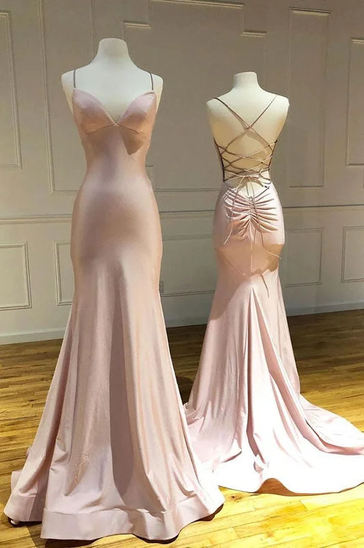 Pink Mermaid Long Prom Dress Spaghetti Straps Evening Party Dress OK1251 Tunics Leisure comfortable Pink Mermaid Long Prom Dress Spaghetti Straps Evening Party Dress OK1251 Tunics Leisure comfortable