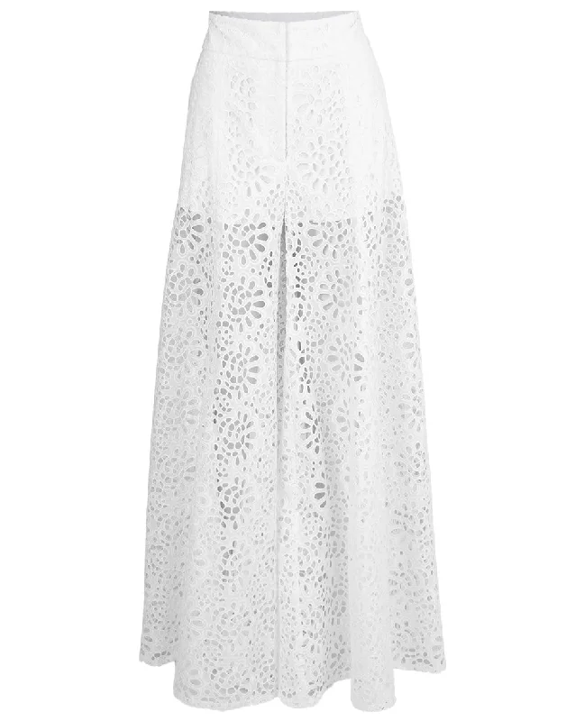 Eyelet Wide Leg Pant Lightweight Linen Pants