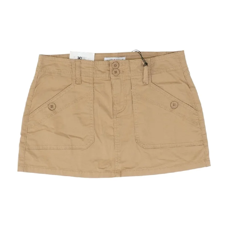 Tan Solid Mini Skirt lace skirt intricate