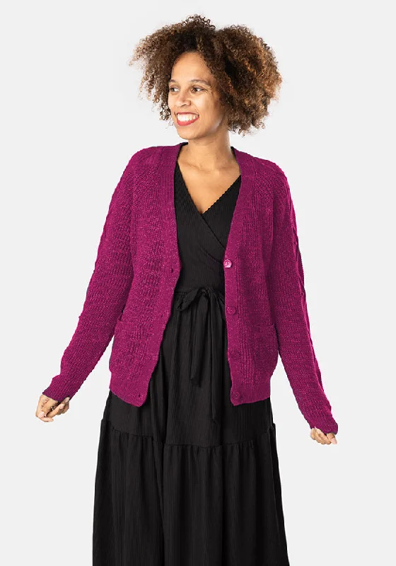 Magenta Cable Sleeve Cardigan Lightweight Heavyweight Midweight