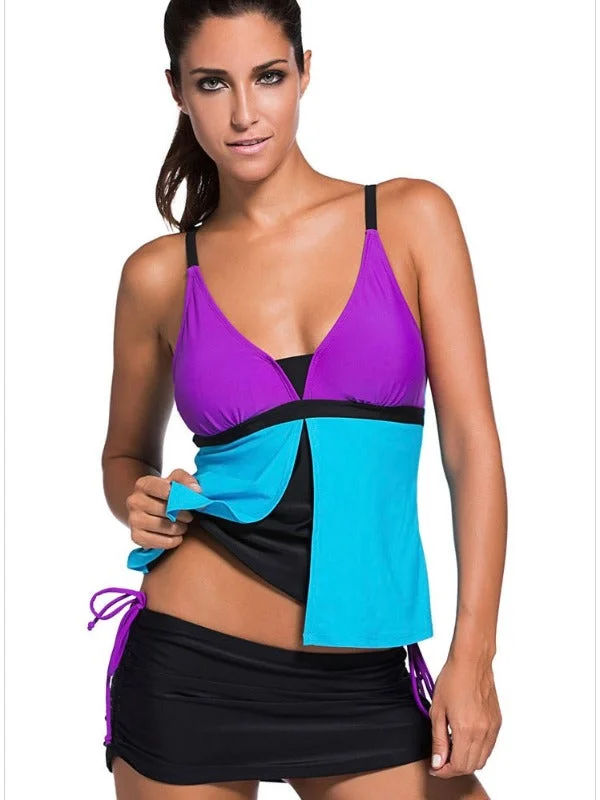 Strapless Halter Skirt Split Swimsuit Adjustable Swim Top