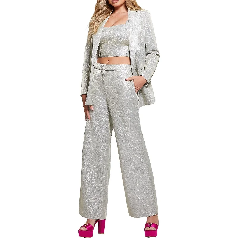 Guess Womens Brisilda Pant Pocket High Rise Wide Leg Pants Slim-Fit Khaki Pants