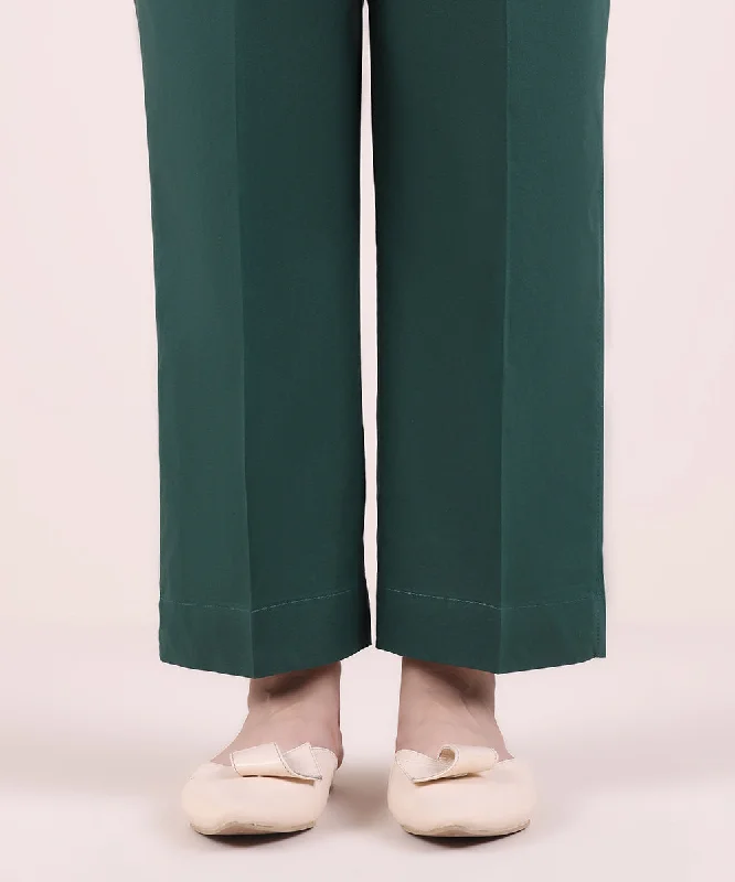 Solid Cambric Straight Pants Fashionable Tapered Leg Pants