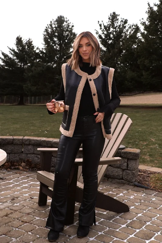 Free People Black Level Up Vegan Slit Boot Pants - FINAL SALE Cozy Knit Pants
