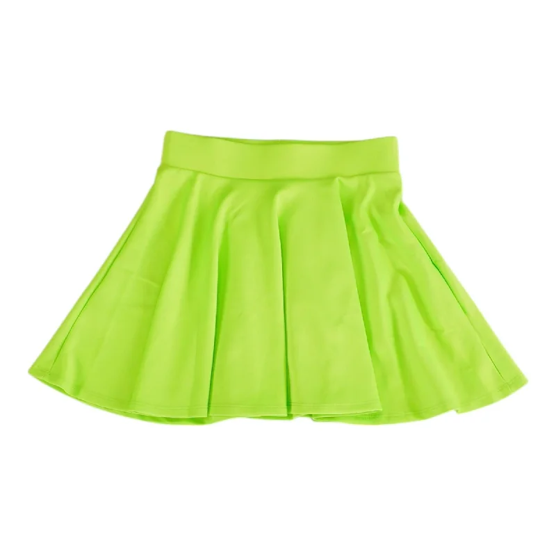 Neon Green Solid Mini Skirt wool skirt breathable