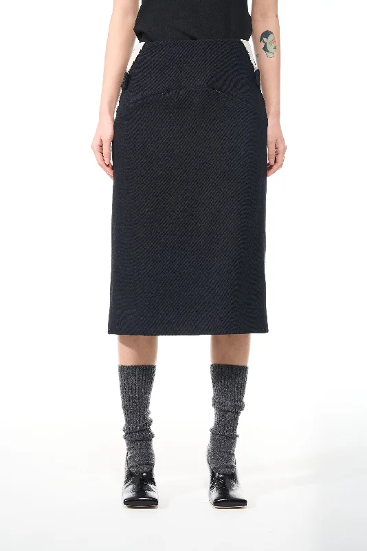 Black Wool Skirt casual skirt length