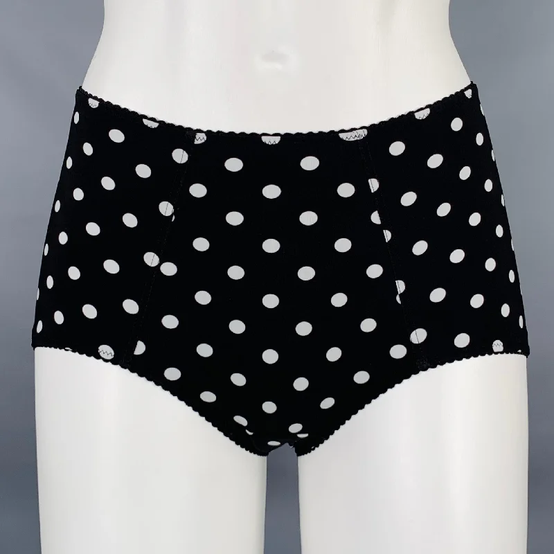 DOLCE & GABBANA Size XS Black White Polyamide Blend Polka Dot Swimsuit High-Waist Bikini Set