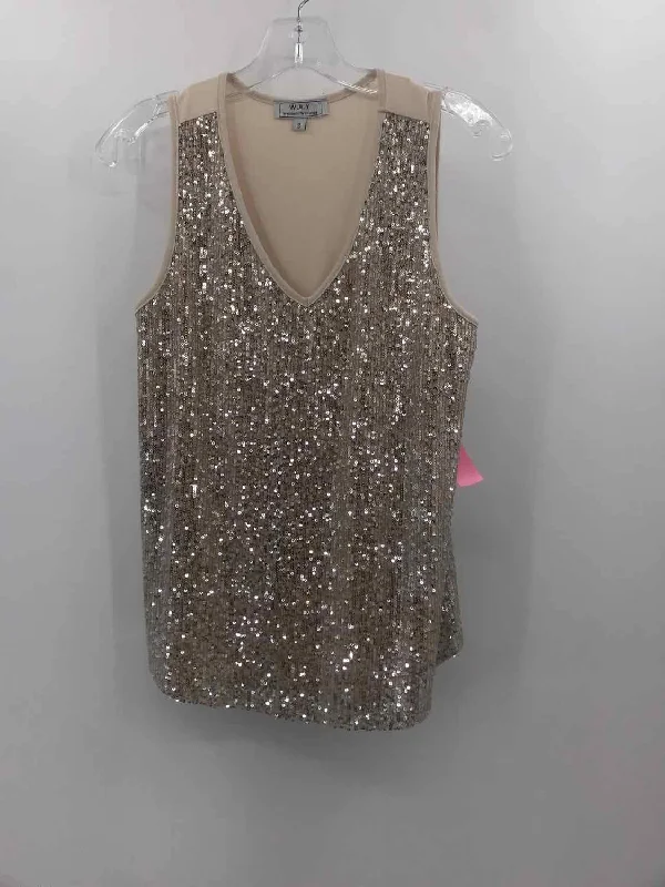 Pre-Owned W.A.Y Ivory Size Small Sequin Tank Top graphic tank top