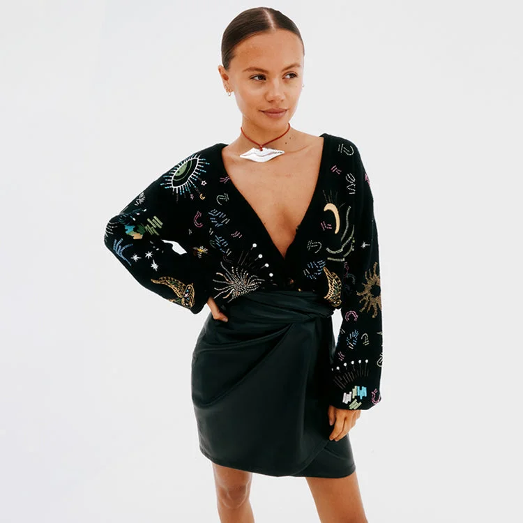 Black Vegan Leather Mini Jaspre Skirt Petite ribbed skirt waist