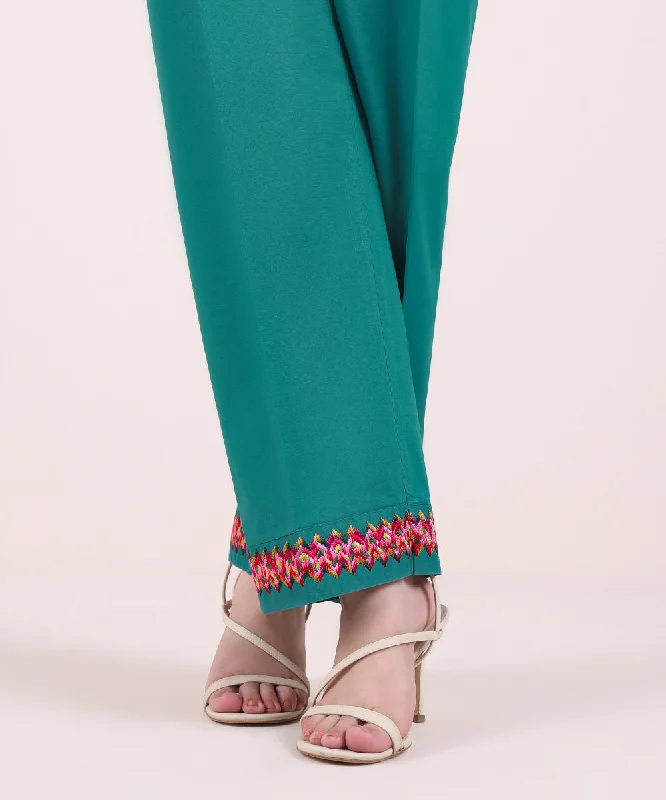 Embroidered Cambric Straight Pants Casual Yoga Pants
