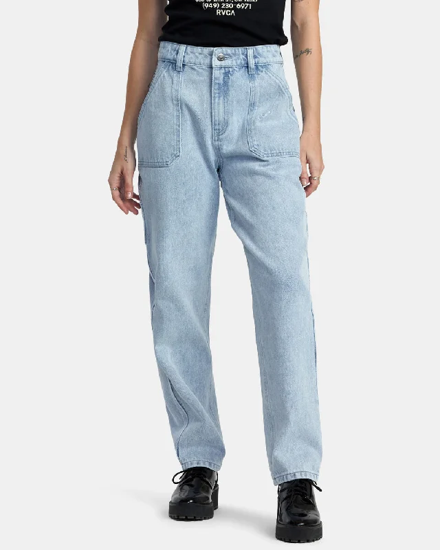 Recession Denim Pants - Light Vintage Wash Wide-Legged Palazzos