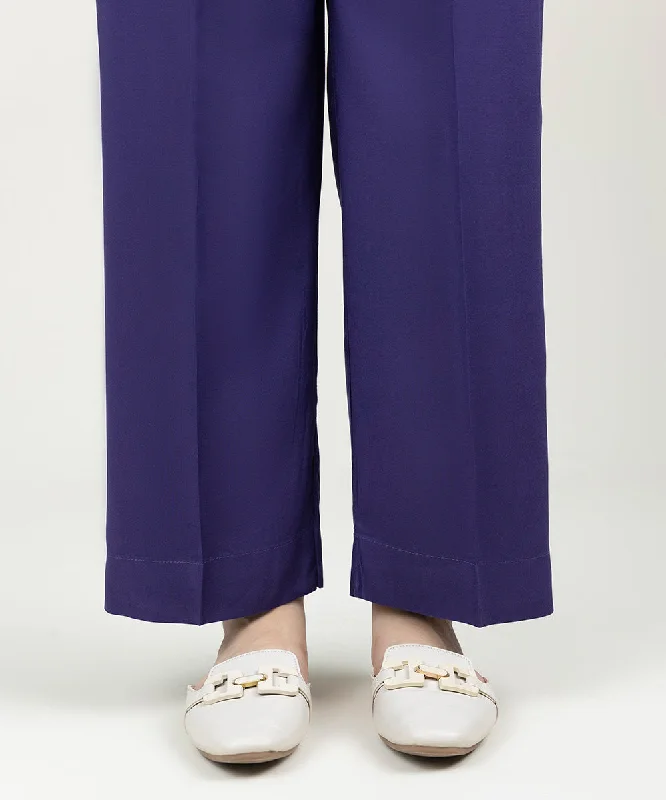 Solid Linen Straight Pants High-Waist Trousers