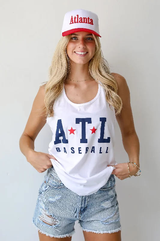 White ATL Baseball Star Tank floral tank top
