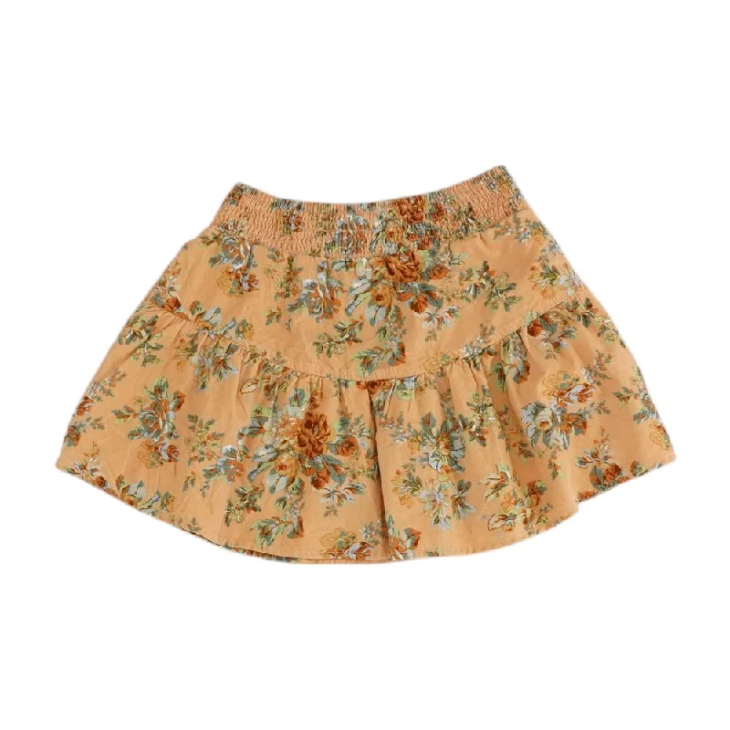 Orange Floral Mini Skirt corduroy skirt durable