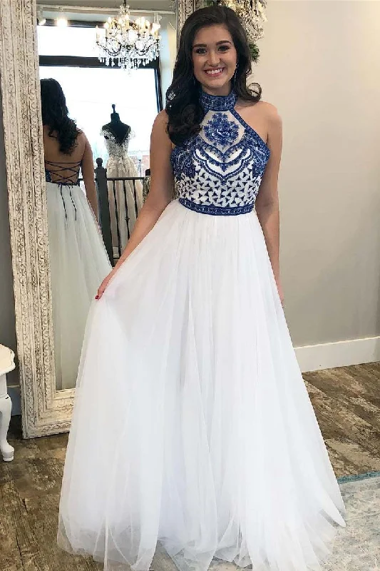 A Line Off White Halter Prom Dress Cheap Long Formal Party Dress OKJ57 Tunics Trousers formal A Line Off White Halter Prom Dress Cheap Long Formal Party Dress OKJ57 Tunics Trousers formal