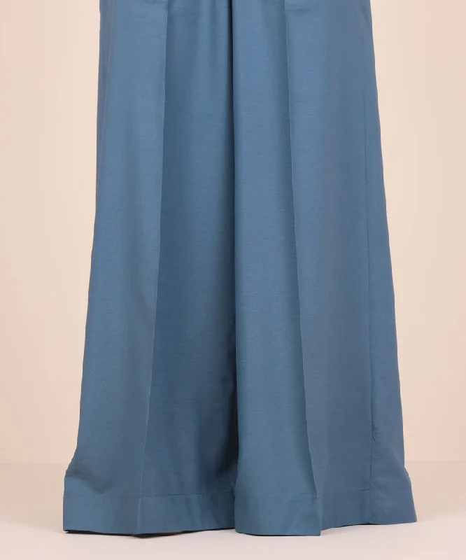 Raw Silk Flared Pants Comfortable Jogger Trousers