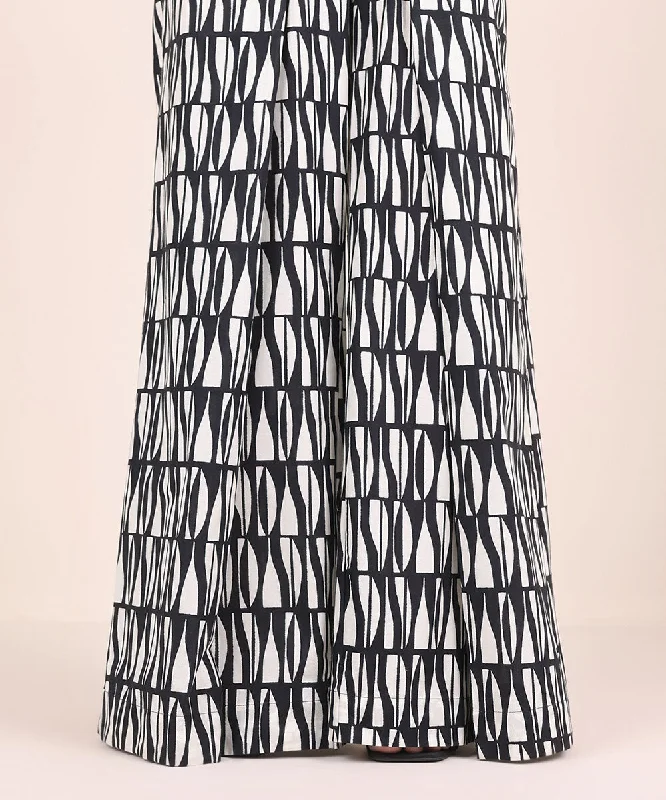 Printed Cambric Flared Pants Formal Wide-Leg Pants