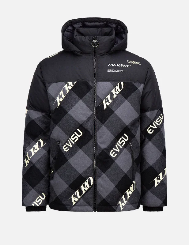 Logo Print Plaid Down Jacket Fleece Jacket Down Jacket Parka