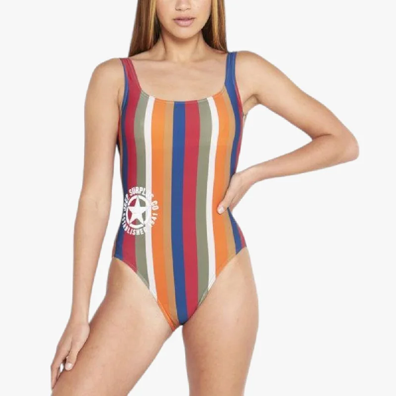 Jeep Womens Stripe 1 Pc Swimsuit Multi Comfortable Tankini Set