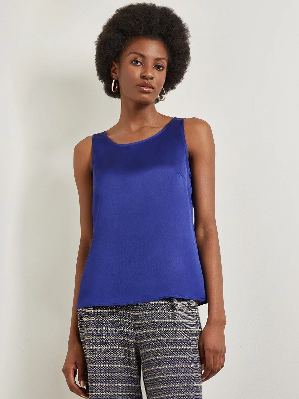 Classic Crepe de Chine Tank Top, Starry Night Blue yoga tank top