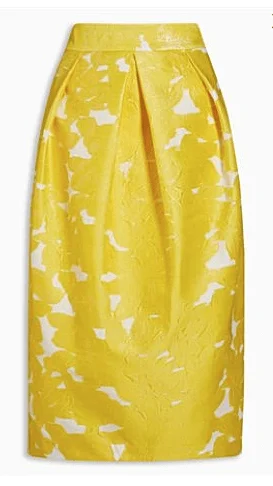 Next Womens Yellow Jacquard Tulip Skirt chiffon skirt airy