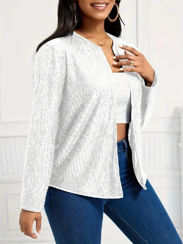 Black Open Front Jacket Stand-Up Collar Roll-Neck Collar Turtle Neck